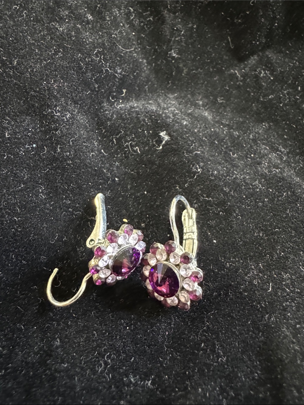 Purple Crystal Flower Drop Earrings - Women Jewelry